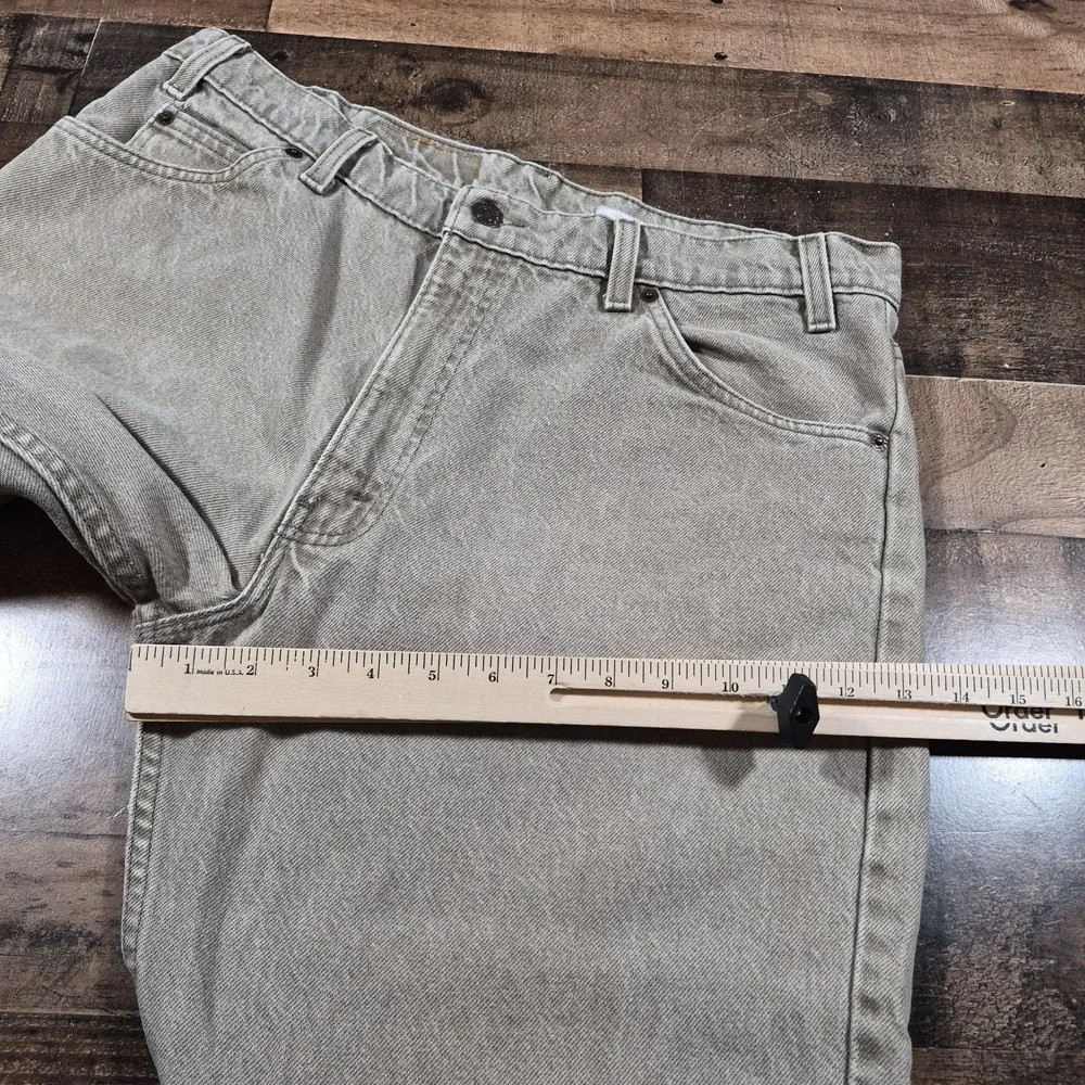 Vintage 90s 550 Levis Jeans Mens 34x27 Green Denim Orange Tab Made in USA 1996
